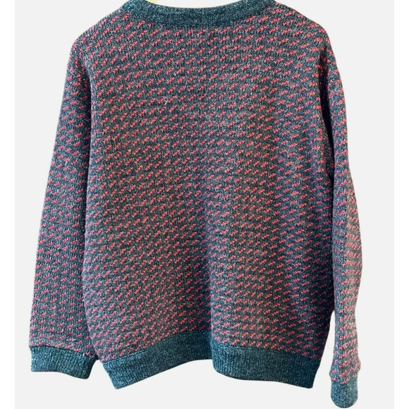 Vintage LL Bean Women's Gray Red Birdseye Button Front Cardigan Large Wool Blend - Picture 6 of 6